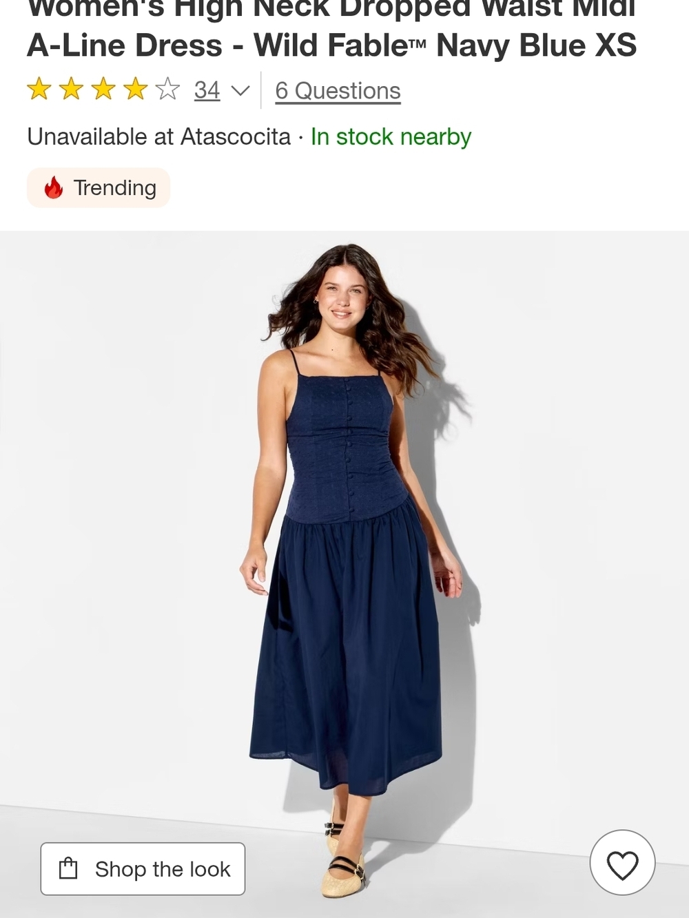 wild fable Navy Blue Midi A-Line Dress